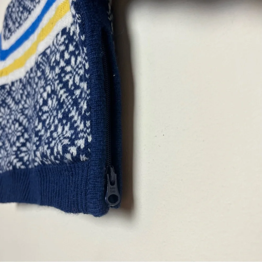 VINTAGE NWT ‘04 Baby Gap 3 months Lined Lambs wool sweater‎ blue fair isle